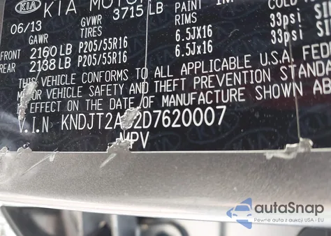 2013 Kia Soul from USA, damaged, VIN KNDJT2A52D7620007